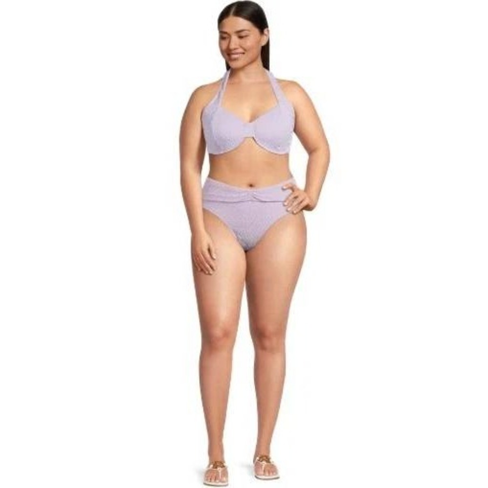 NWT Purple Ruched V-Front Bikini Swim Bottoms size Medium‎ 8-10